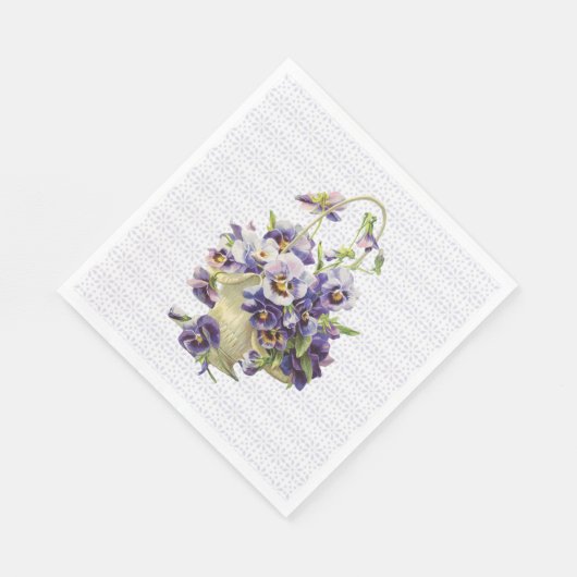 Serviette En Papier Panier en Pansy Violet sur dentelle Eyelet (Coin)