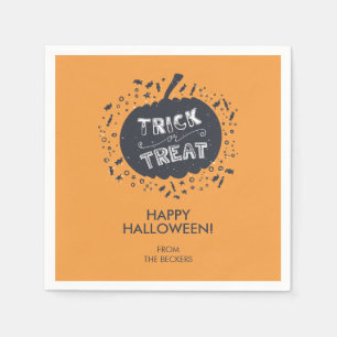Serviette En Papier Panier Ou Traiter Citrouille Halloween Papier Napk