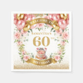 Serviette En Papier Paniers 60e Anniversaire Classy Boho Floral Accent (Devant)