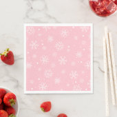 Serviette En Papier Paniers de neige rose et blanc (En situation)