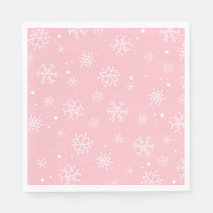 Serviette En Papier Paniers de neige rose et blanc