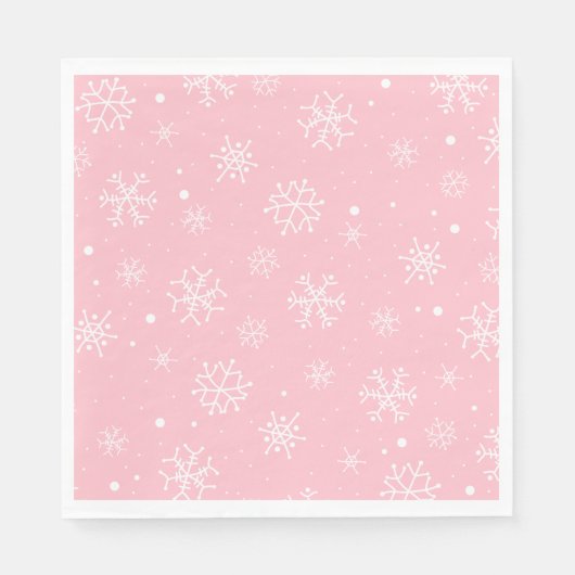 Serviette En Papier Paniers de neige rose et blanc (Devant)