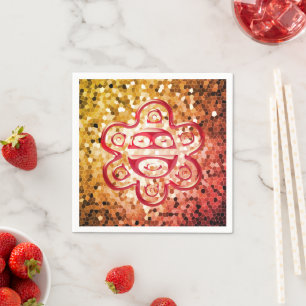 Serviette En Papier Paniers en papier Taino Sun (rouge/or)