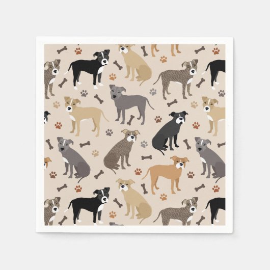 Serviette En Papier Paniers Pitbull et serviettes d'os (Devant)