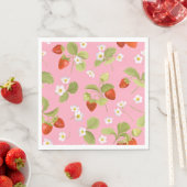 Serviette En Papier Paniers-repas Fraises roses (En situation)