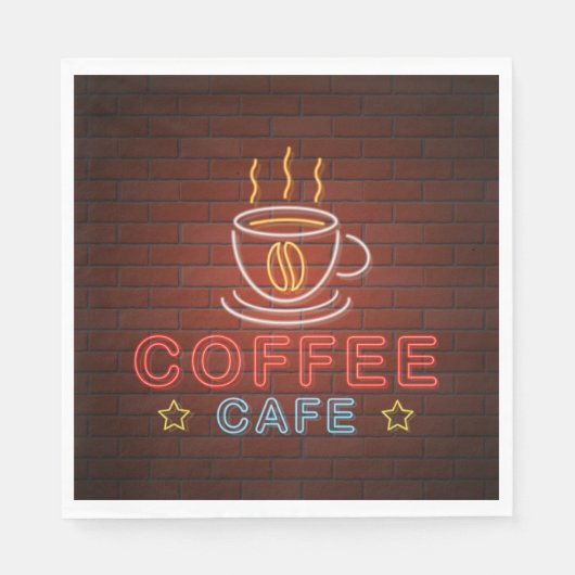 Serviette En Papier Panneau café Neon (Devant)