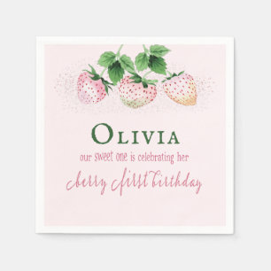 Serviette En Papier Panneau d'anniversaire rose fraise Berry