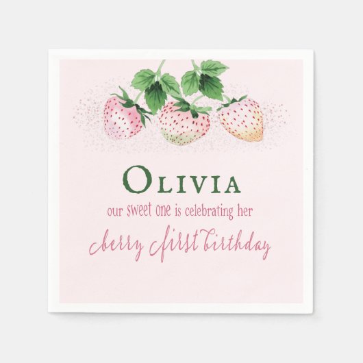 Serviette En Papier Panneau d'anniversaire rose fraise Berry (Devant)