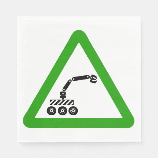 Serviette En Papier Panneau d'avertissement de passage de robot (Devant)