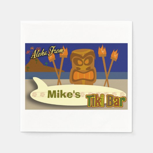 Serviette En Papier Panneau de barre Tiki personnalisé (Devant)