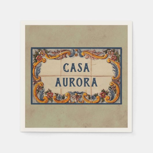 Serviette En Papier Panneau de la maison espagnole (texte personnalisa (Devant)