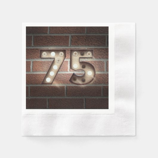 Serviette En Papier Panneau de marquise du 75e anniversaire sur mur de (Devant)