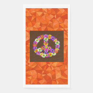 Serviette En Papier Panneau de Paix Floral Brown avec orange