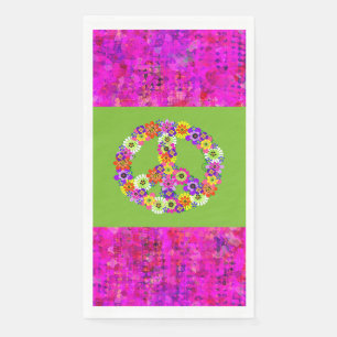 Serviette En Papier Panneau de Paix Floral sur Lime Green avec Pétale
