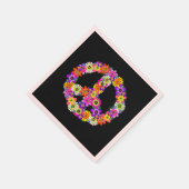 Serviette En Papier Panneau de paix Floral sur noir (Coin)