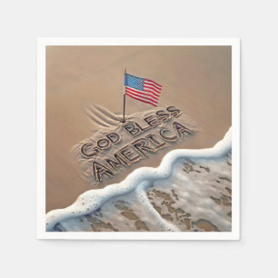 Serviette En Papier Panneau de plage God Bless America