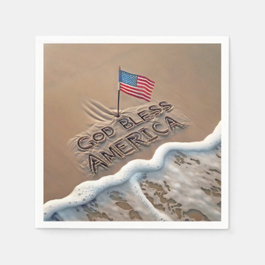 Serviette En Papier Panneau de plage God Bless America (Devant)