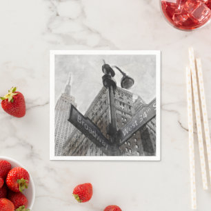 Serviette En Papier Panneau de rue Broadway Watercolor - NYC