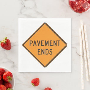 Serviette En Papier Panneau de signalisation de fin de chaussée Averti