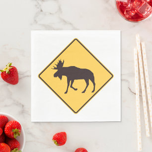 Serviette En Papier Panneau de signalisation de traversée d'orignal Sé