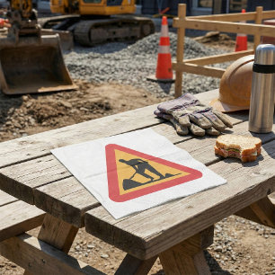 Serviette En Papier Panneau de travaux routiers à venir Zone de constr