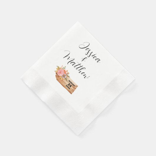 Serviette En Papier Panneau Fleurs et bois d'automne (Coin)