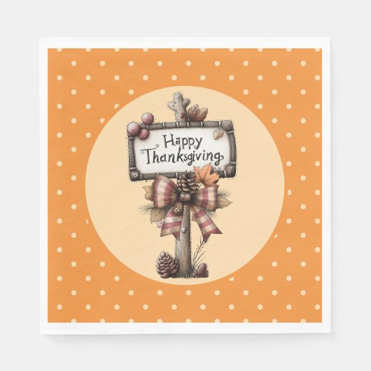 Serviette En Papier Panneau Joyeux Thanksgiving (Devant)