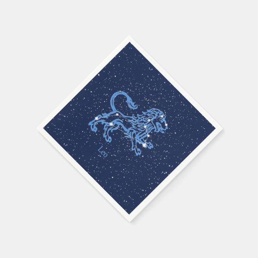 Serviette En Papier Panneau Léo Constellation et Zodiaque avec étoiles (Coin)