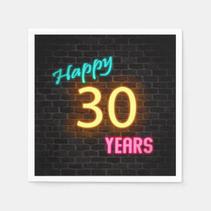 Serviette En Papier panneau lumineux de 30 néons sur mur en brique