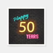 Serviette En Papier panneau lumineux de 50 néons sur mur en brique (Devant)