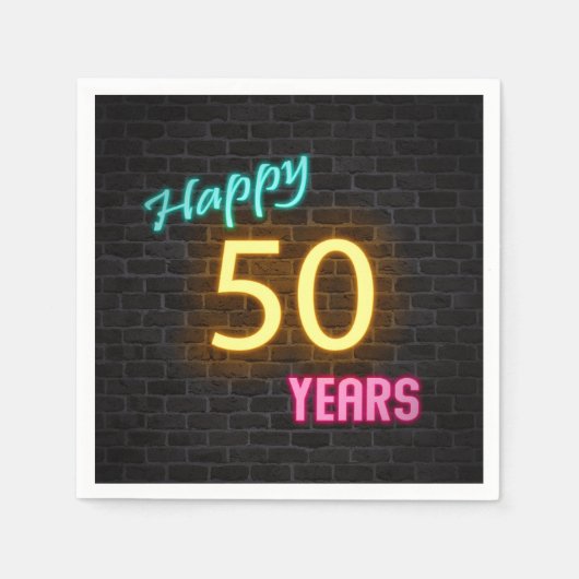Serviette En Papier panneau lumineux de 50 néons sur mur en brique (Devant)