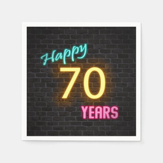 Serviette En Papier panneau lumineux de 70 néons sur mur en brique (Devant)