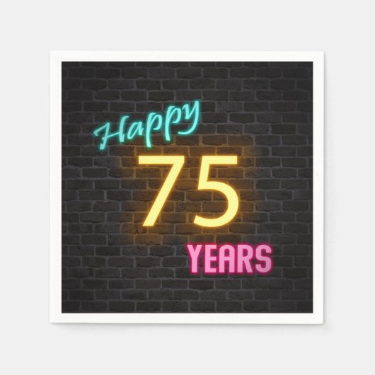 Serviette En Papier panneau lumineux de 75 néons sur mur en brique (Devant)