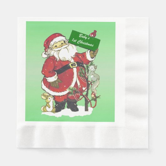 Serviette En Papier Panneau Père Noël de Noël du bébé (Devant)