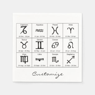 Serviette En Papier Panneau solaire Zodiac Calendrier Astrologie Thund