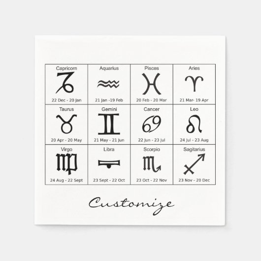 Serviette En Papier Panneau solaire Zodiac Calendrier Astrologie Thund (Devant)