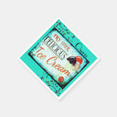 Serviette En Papier Panneau vintage glacier blanc turquoise (Coin)