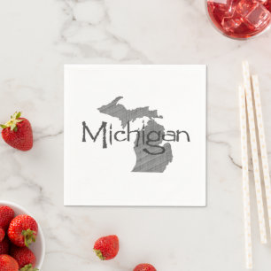 Serviette En Papier Panneau Vintage texturé en gris du Michigan