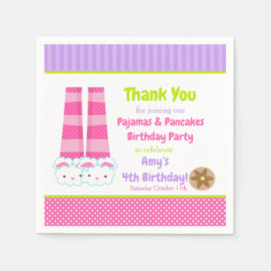 Serviette En Papier Panneaux de lapin Pyjamas & Pancakes Fête d'annive