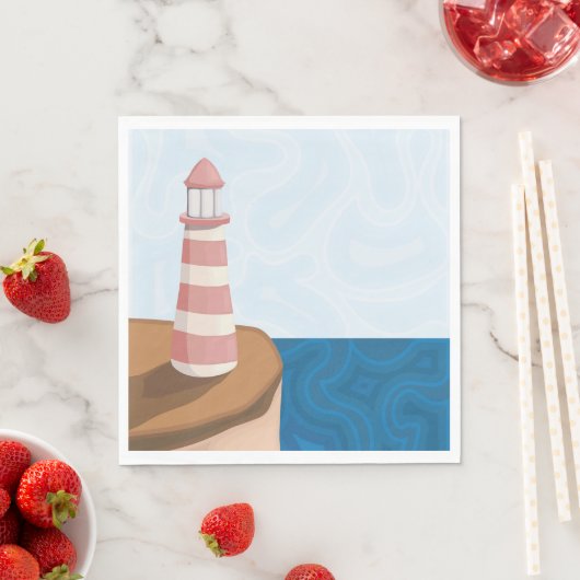 Serviette En Papier Panneaux rayés Paysage de phare serviettes (En situation)