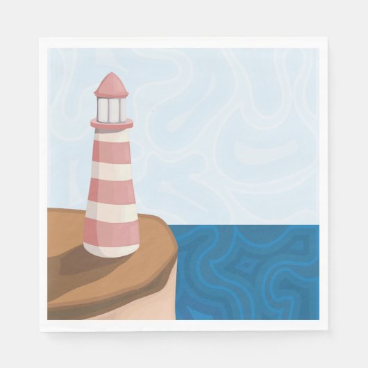 Serviette En Papier Panneaux rayés Paysage de phare serviettes (Devant)