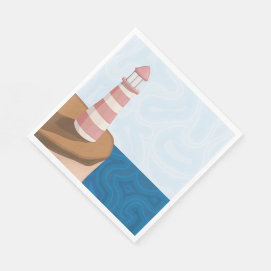 Serviette En Papier Panneaux rayés Paysage de phare serviettes (Coin)