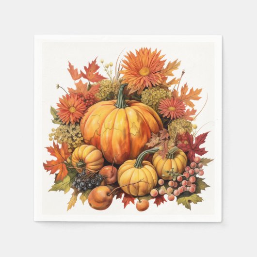 Serviette En Papier Panorama citrouille Patch : Foliage et fleurs (Devant)