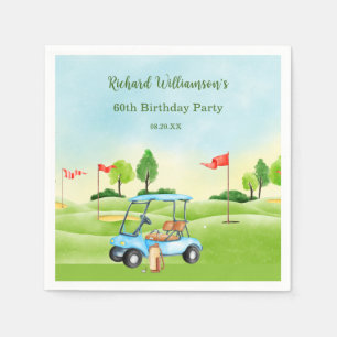 Serviette En Papier Panoramique Golf Cart Personnalisé 60e Anniversair