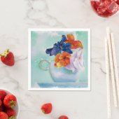 SERVIETTE EN PAPIER PANSIERS DANS UN PAPIER DE TEACUP NAPKINS (En situation)