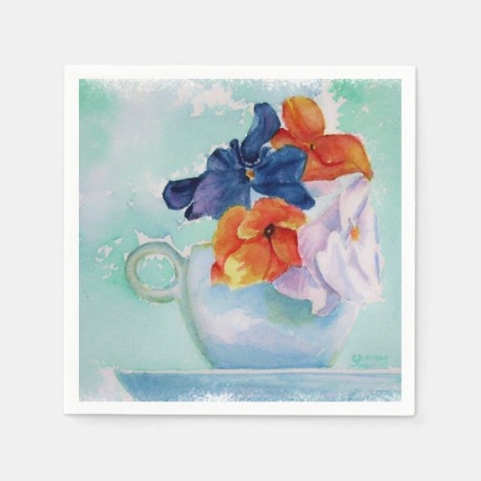 SERVIETTE EN PAPIER PANSIERS DANS UN PAPIER DE TEACUP NAPKINS (Devant)