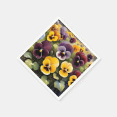 Serviette En Papier Pansies jaunes et violets aquarelle (Coin)