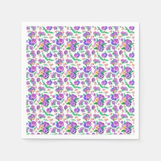 Serviette En Papier Pansies Papier Motif Napkin (Devant)