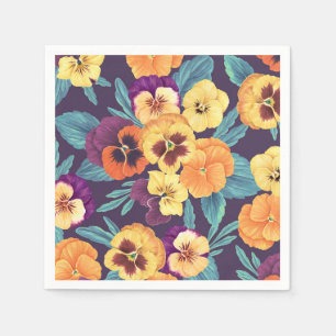 Serviette En Papier Pansies sur violet de prune