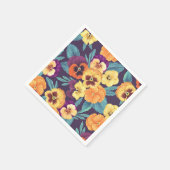 Serviette En Papier Pansies sur violet de prune (Coin)